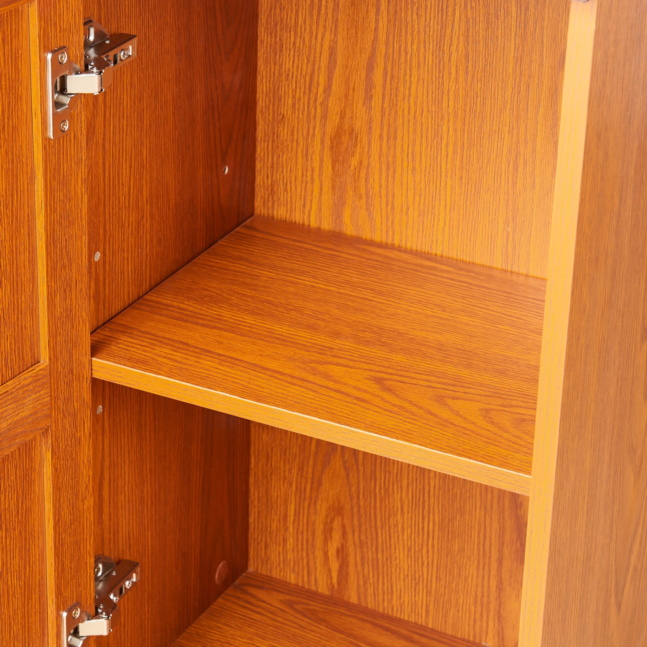 GDF Studio Calis 70.86" Tall Free Combination Modular Wood Storage Cabinet, Cube Display Cabinet Bookshelf, Dark Oak