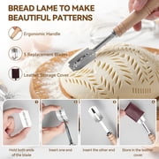 Kikcoin Bread Proofing Basket, Banneton Bread Proofing Basket Set of 2, Round 9 and Oval 10 Bread Bowl with Linen Liner, Bread Lame with 5 Blades
