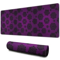 Long Mouse Pads for Desk,Purple Gothic Floral Pattern Desk Mats on Top Of Desks, Desk Mouse Pad Extra Large with 3mm Non-Slip Base and Stitched Edge for Gaming,Office,Work,Home 31.5"x11.8"