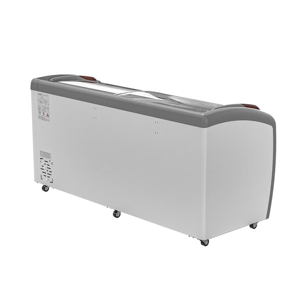Pemberly Row 71" Stainless Steel Commercial Ice Cream Display Freezer in White