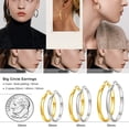 thumbnail image 3 of Terandius 5mm Wide Large Silver Hoop Earrings Lightweight 925 Sterling Silver Hoop Earrings for Women Hypoallergenic Big Thin Hoops Earring for Women 30/40/50/60/70MM, Gift Ready, 3 of 9