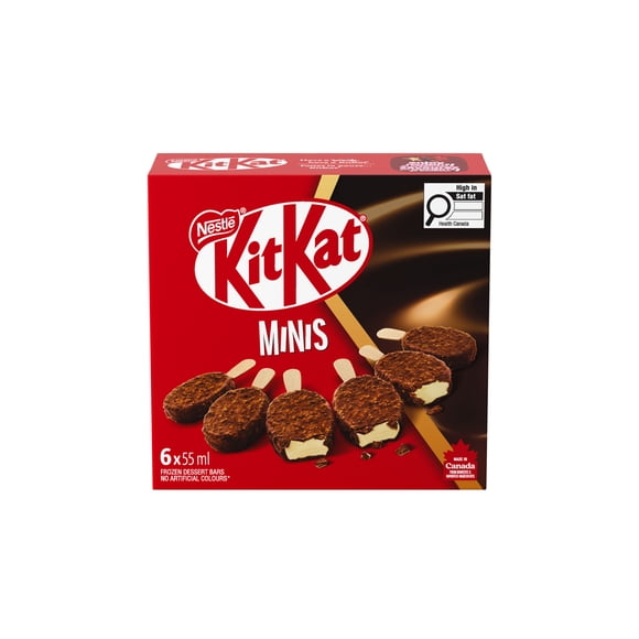 KITKAT Mini-barres de dessert glacé, enrobage chocolaté au lait avec morceaux de gaufrettes broyées 6 x 55 ml