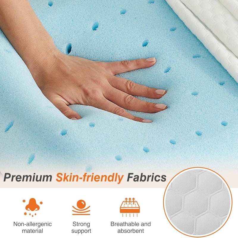 Kelno 2 Pack Memory Foam Pillows Standard Size Cooling Pain Relief Bed Pillow with Washable Cover, White