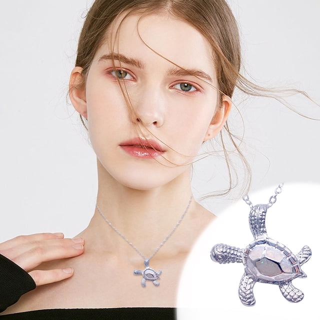 Xihbxyly Collar de Tortuga Marina con Impresionante Incrustación de Ópalo de Fuego Azul Océano, Diseño Elegante y Moderno, Regalo Perfecto para Novia, Esposa o para Ti Misma, Accesorio para Ocasiones