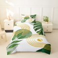 thumbnail image 2 of Castle Fairy Boho Tropical Leaf Twin Bedding for Teens, Geometric Art Duvet Cover Set for Bedroom, Green Gold,Grey Reversible,2pcs,No Comforter, 2 of 5