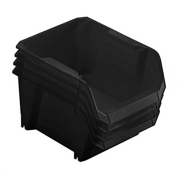 4 Pack #3 Black Storage Bin High Impact Polypropylene Constructio, Each