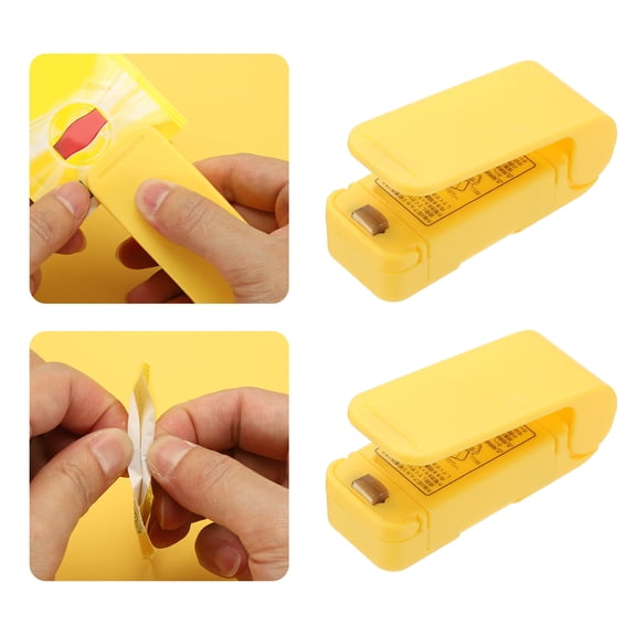 Uxcell 2Pcs Portable Mini Sealing Machine, Handheld Food Heat Vacuum Sealers for Plastic Bags, Yellow