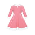 thumbnail image 3 of Girls Dress White Collar Velvet Long Sleeve Pink Swing Dress 5 Years, 3 of 6
