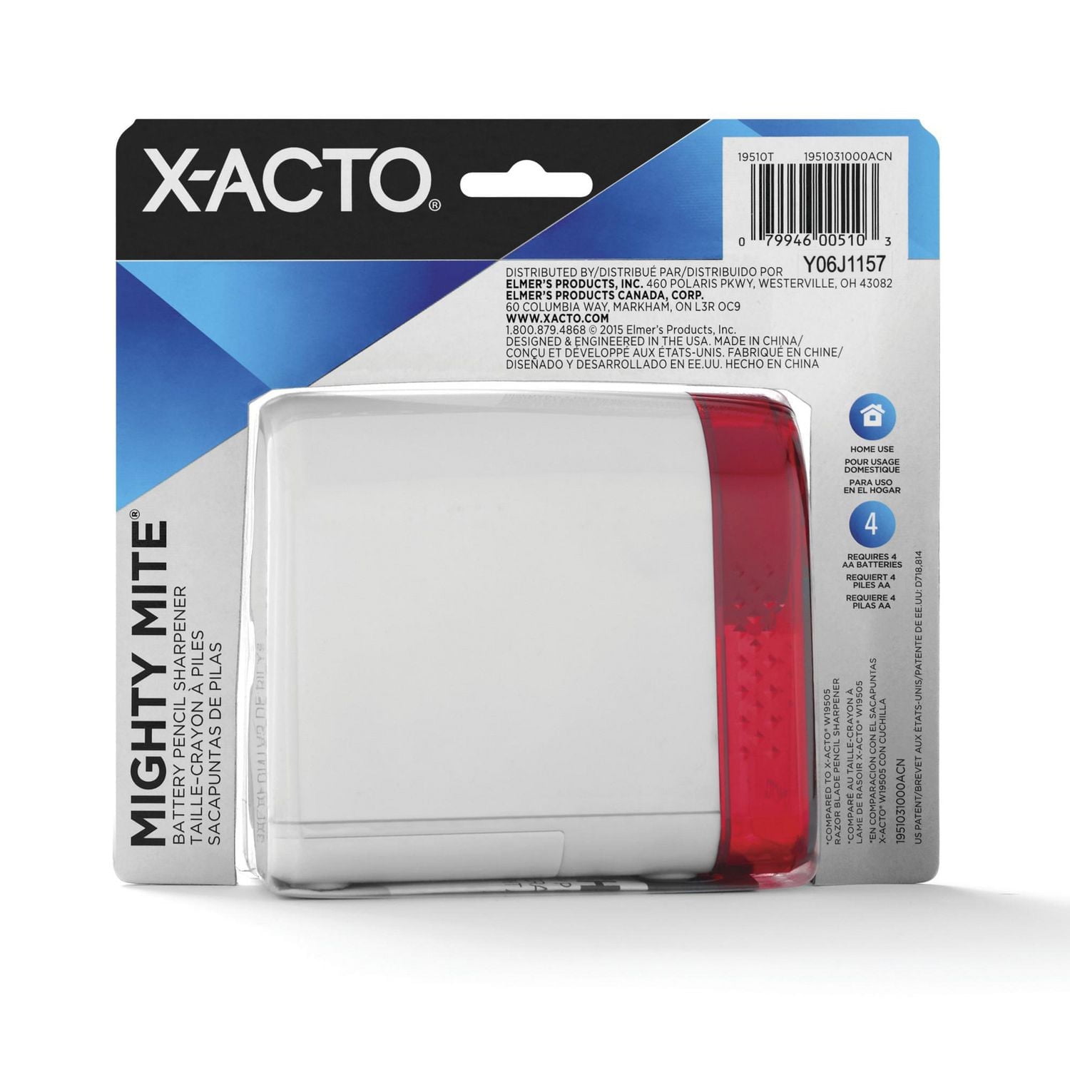X-ACTO Mighty Mite Electric Pencil Sharpener, Portable/Battery-Operated, Colour Received May Vary