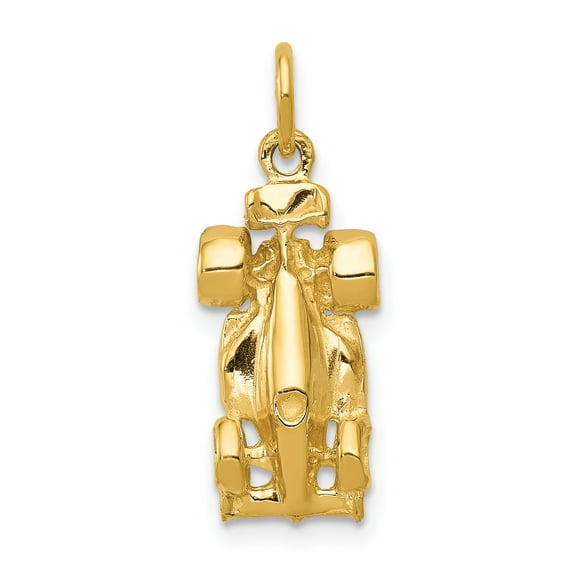 14k Yellow Gold 3D Race Car Charm Pendant