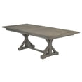 thumbnail image 3 of 7pc Rustic Gray Brown Wood Dining Set with 6 Beige Linen Chairs, 3 of 10