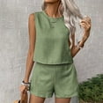 thumbnail image 2 of RMGVDSD Women's Two Piece Outfits Solid Color Sleeveless Tank Tops And Shorts Casual Fashion 2 Piece Set Comfort Fit Women Outfits, 2 of 9
