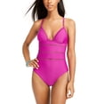 thumbnail image 1 of Bar III Cross-Back One-Piece Swimsuit, X-Small, Pink, 1 of 3