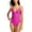 Electric Pink, variant on Women's Black Stretch Windowpane-Details Tie Deep V Neck Moderate Coverage One Piece Swimsuit XS