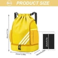 thumbnail image 3 of Fashion Sports Backpacks, Large Capacity Gym Bag, Drawstring Sports Bag, Football Bag, Adjustable Waterproof Sports Backpack with Ball Compartment Bottom Compartment for Women Men Junior (Yellow), 3 of 7