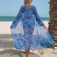 thumbnail image 6 of Fewfanhot Women's Long Sleeve Bikini Set Cover-Up Two-Piece SheerMesh Swimwear Printed Bathing Suit Beach Vacation Swimsuit, 6 of 9