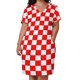thumbnail image 3 of Vestido de manga larga holgado para mujer traje de damas rojo y blanco con bolsillos ropa de verano, 3 of 7