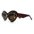 thumbnail image 6 of Womens Thick Plastic Cat Eye Double Metal Rim Mod Retro Fashion Sunglasses All Brown, 6 of 8