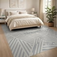 thumbnail image 3 of ODIKA 8'x10' Gray Cream Light Geometric Maze Washable Area Rug Intricate Abstract Patterns for Living Room, Under Sectional, Family , Durable, Non-Slip, 3 of 7