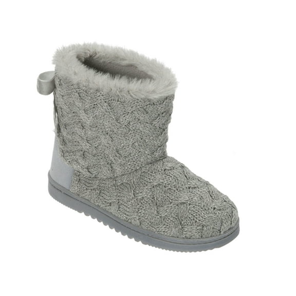 Dearfoams Women's Knit Boot Slipper Gray (Small, Shoe Size 5-6)