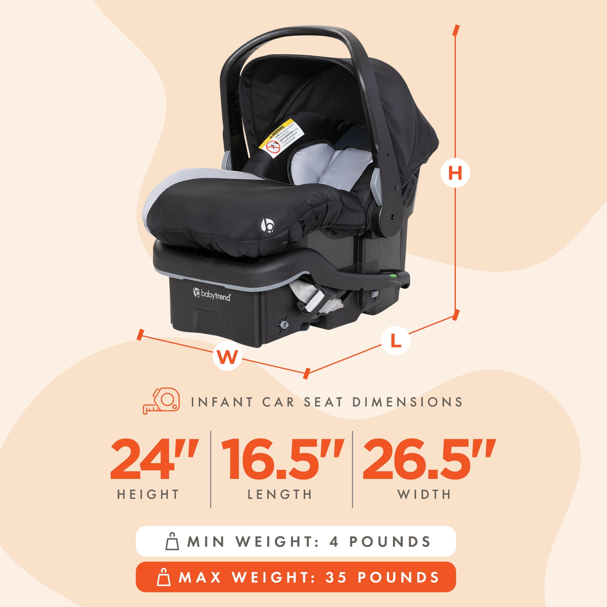 Baby Trend EZ-Lift Plus Lightweight Infant Car Seat, Cozy Cover  Base, Stormy