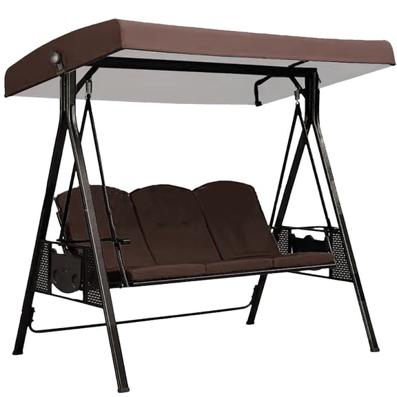 Swing Canopy Replacement Waterproof UV Resistant Top Cover 75"x 47" Outdoor Swing Sun Shade 2/3 Seater Awning Canopy Summer Outside Home Garden Patio Porch Backyard Brown