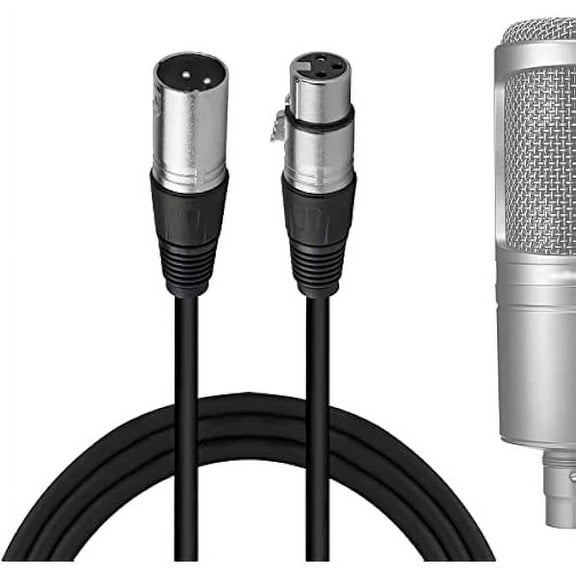 YJJSKEJI for Creators XLR Male to XLR Female Microphone Cable 10 ft / 3 M, Compatible with YJJSKEJIo-Technica ATH AT2020, AT2035, AT2021, AT2040, AT2005USB, ATR1500x Balanced Mic Cord (Black)