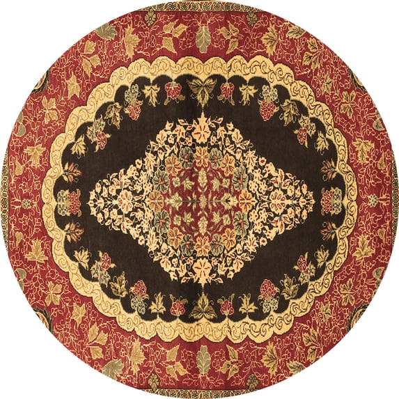 Ahgly Company Indoor Round Medallion Brown Traditional Area Rugs, 8' Round