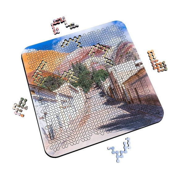 Torched Mind Bending Puzzle Painted Rock Mountain 11.3" x 11.3"x 1/2" Multicolor