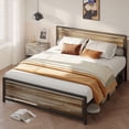 thumbnail image 4 of Queen Bed Frame, Queen Size Bed Frame with Wood Headboard and Footboard, Under Bed Storage, 800lbs, Gray, 4 of 10