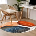 thumbnail image 4 of Small Round Rug 3Ft Washable Non-Slip, Boho Geometric Circle Area Rugs for Living Room Bedroom, Orange Blue Abstract Patterned Gold Stripes Indoor Floor Mats Carpet Runner for Home Decor, 4 of 8