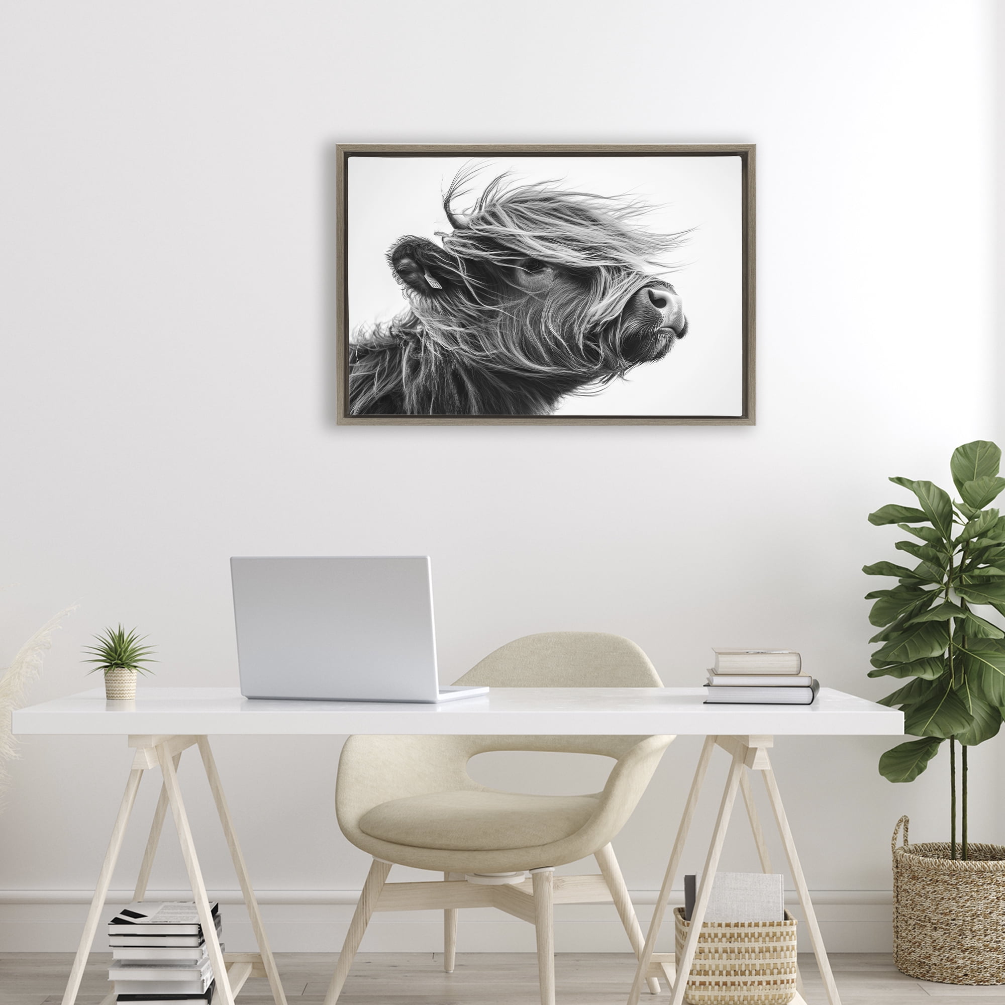 Stupell Industries Handsome Highland Portrait Brown Framed Floater Canvas Wall Art, design by Tina LeCour