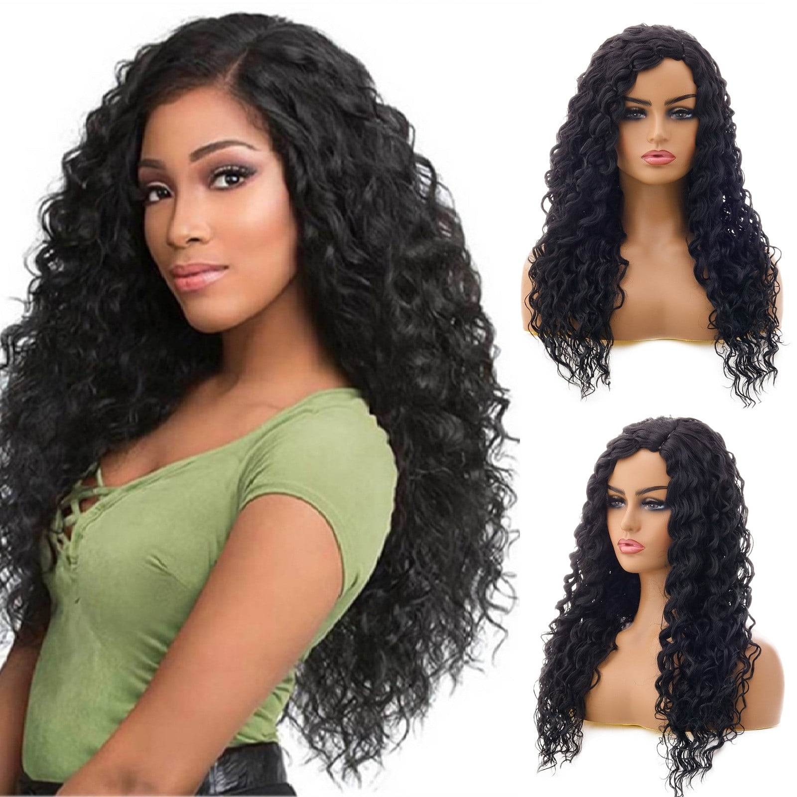 jsaierl Women's Fashion Front lace Wig Gray Synthetic Hair Long Wigs Wave  Curly Wig 