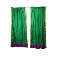Mogul 2 Green Curtains Rod Pocket Sari Curtains Panels Boho Indi Gypsy Home Decor Interiors 96 inch