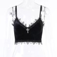 thumbnail image 1 of Tops cortos de moda para Mujer Macarena chaleco corsé de encaje camiseta sin mangas negro Macarena Crop Tops chaleco camisola, 1 of 8