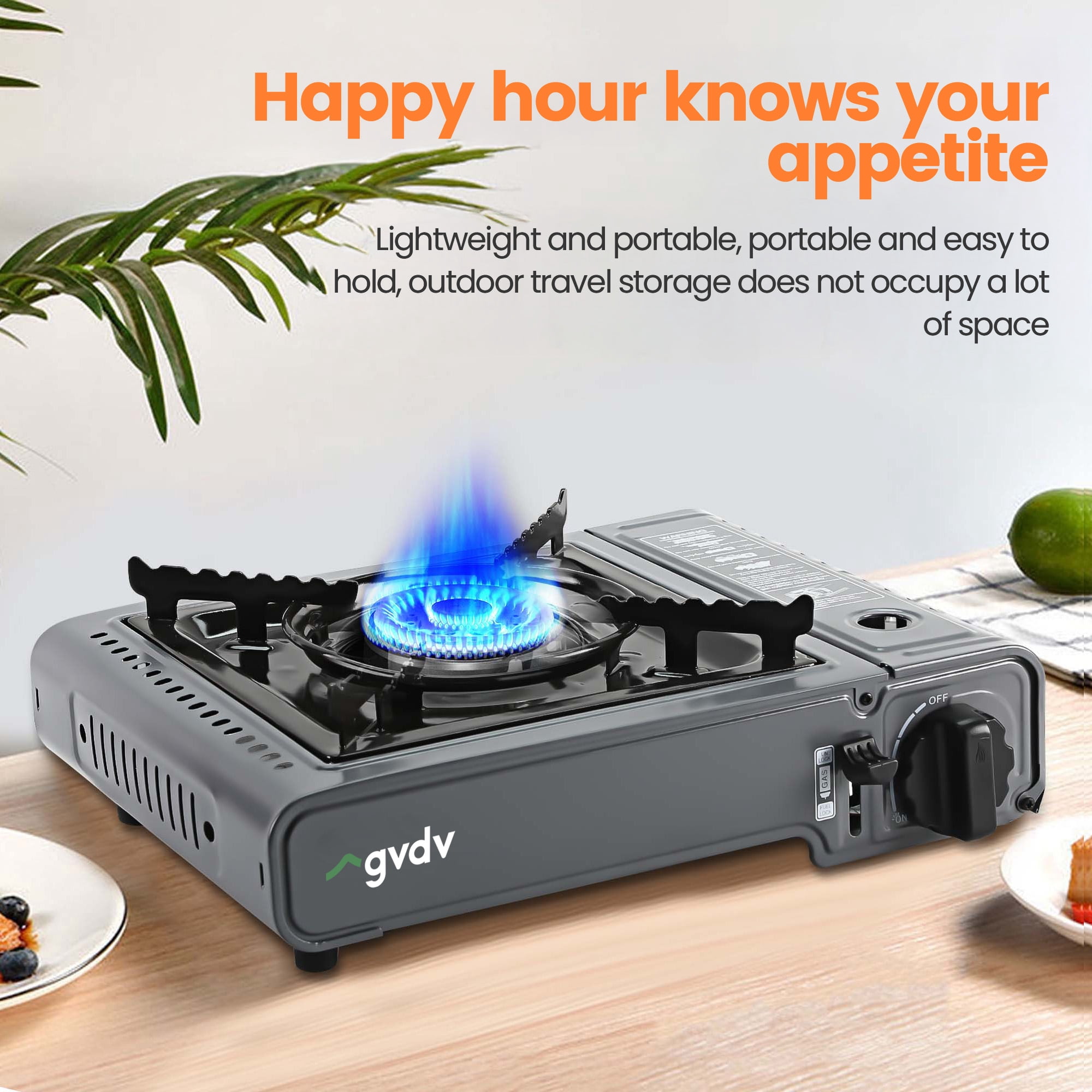 GVDV Portable Camping Stove, 1 Burner Butane Gas Stove with Updated Carrying Case