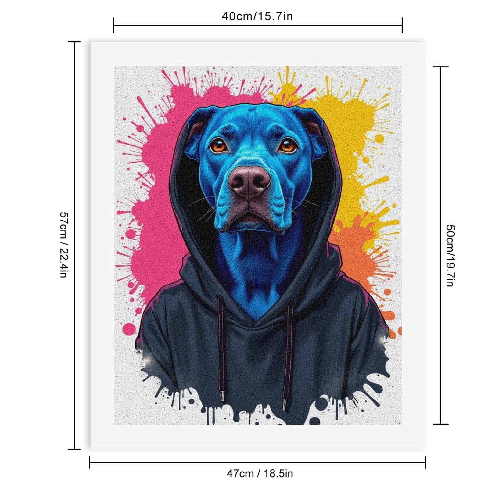 Paint By Numbers Kit for Adults Beginner - DIY Blue Dog Hoodie Art Popcolors Canvas Painting Kits for Adults, Frameless Paint By Number for Adults for Home Wall Decor 16x20 Inch