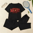 thumbnail image 2 of REORIAFEE Womens Lounge Pants Sets Christmas 3 Piece Pajama Short Sleeve Top and Shorts Santa Graphic Soft Sleepwear Black XS-2XL, 2 of 7