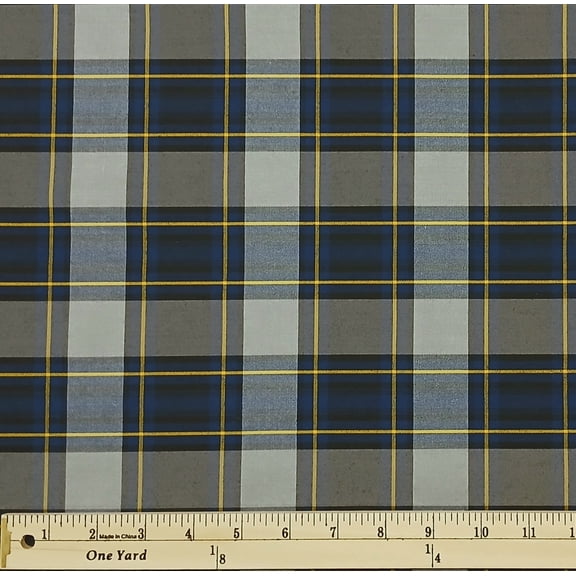 Tartan School Plaid Blue Black Red White 58" Wide Polyester Blend Fabric by the Yard (5827L-7H)
