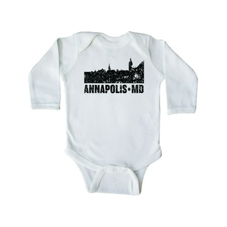 

Inktastic Annapolis Skyline Grunge Gift Baby Boy or Baby Girl Long Sleeve Bodysuit