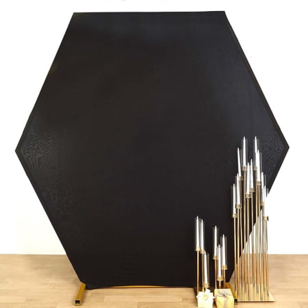 Efavormart 8ftx7ft Black 2-Sided Spandex Fit Hexagon Wedding Arch Backdrop Cover