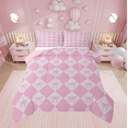 thumbnail image 2 of Erosebridal Kawaii Bowknot Comforter Set Queen Fantasy Princess Bedding Comforter Sets Teen Room Decor,Pink Girly Plaid Bedding Set Cute Bow Checkered Quilt Duvet 2 Pillow Cases, 2 of 7