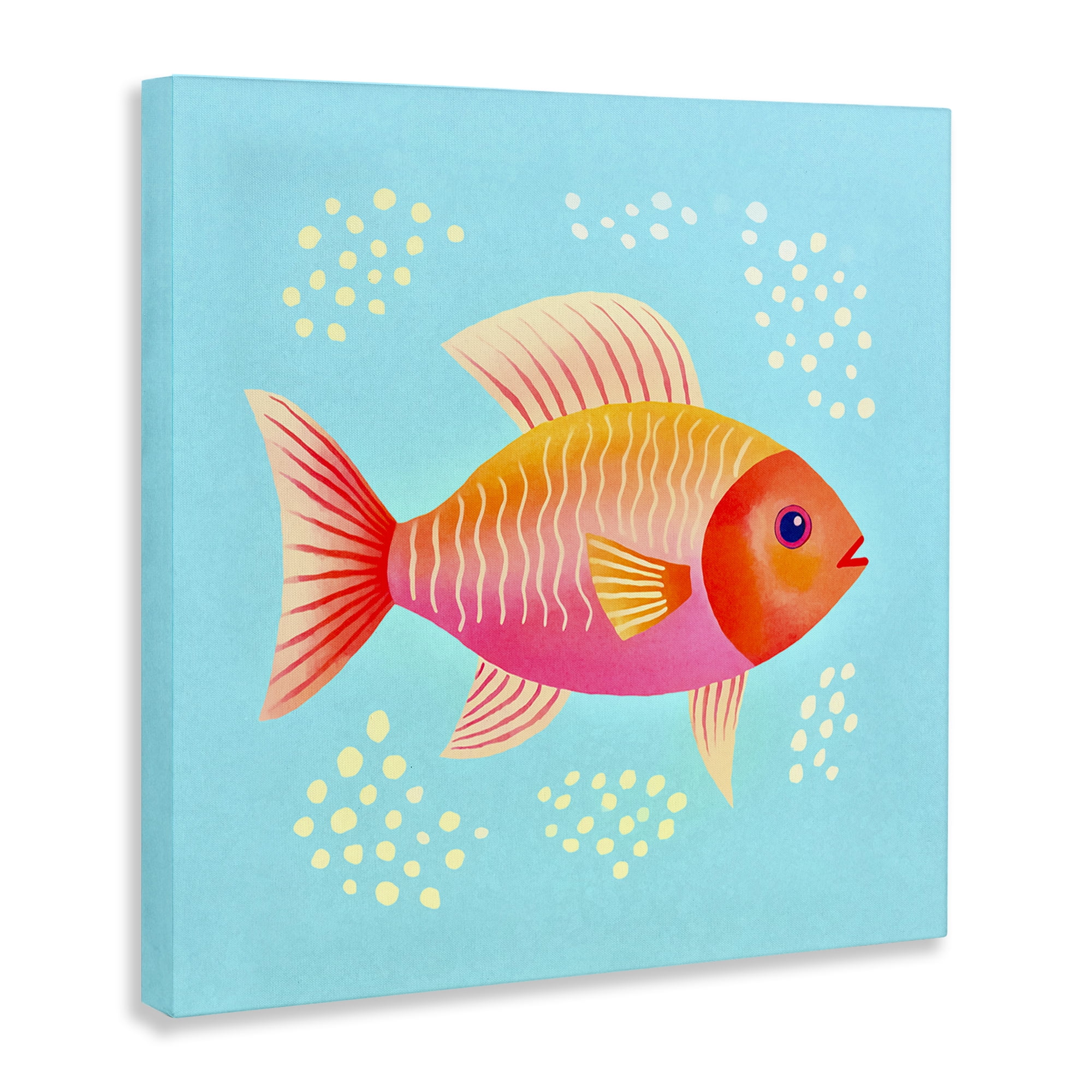 Stupell Industries Whimsical Orange Fish Animals Painting Wrapped Canvas Art Print Wall Art, 30 x 30