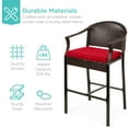thumbnail image 3 of Best Choice Products 3-Piece Outdoor Wicker Patio Bar Table Bistro Set w/ Barstools, Steel Frame - Brown/Red, 3 of 7