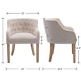 thumbnail image 3 of Guyou Linen Dining Chair Set of 2, Mid-Century Modern Upholstered Dining Room Chair with Tufted Button Curved Back, Barrel Armchair Accent Chair with Solid Wood Legs for Kitchen Living Room, Cream, 3 of 7