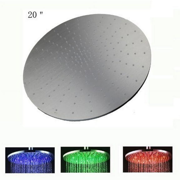 Cascada 20 Inch Ceiling Mount Round Rainfall LED Shower Head, Stainless Steel ((Without Shower Arm)