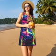 thumbnail image 7 of Bixox Neon Pop Art Pitbull Print Women's Sleeveless A-Line Dress with Pockets, Casual Knee-Length Tank Dress for Summer-X-Large, 7 of 7