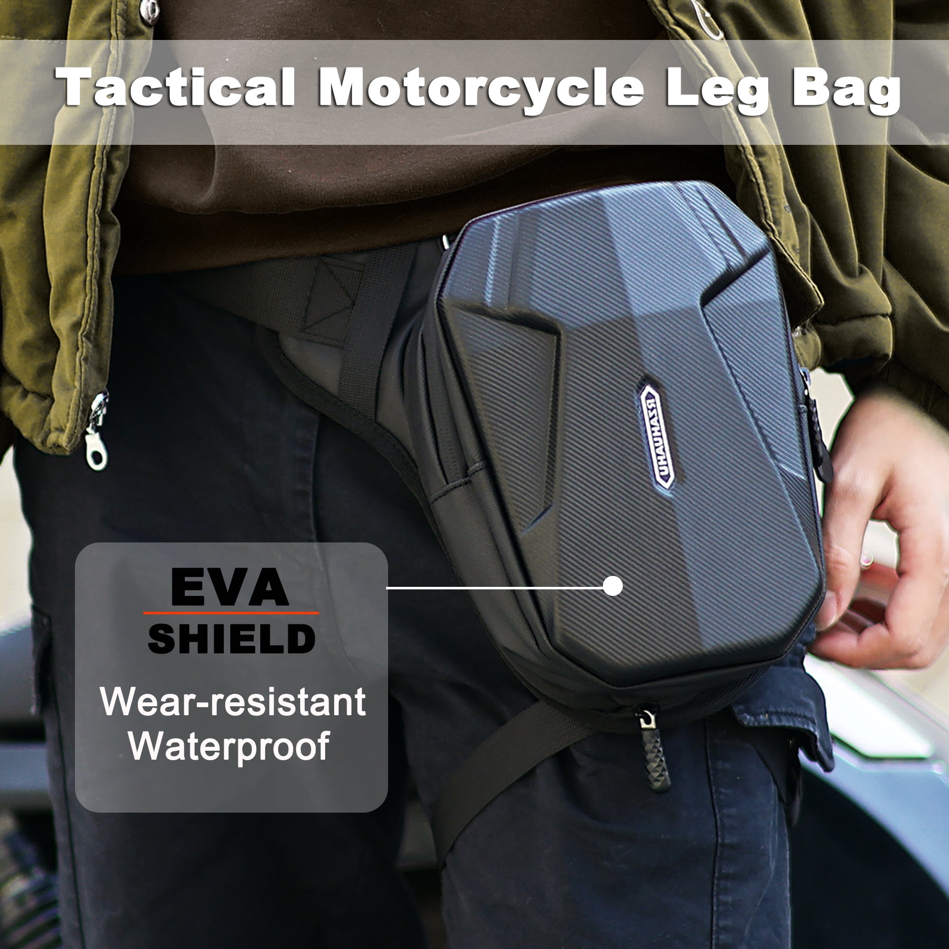 Motorcycle Waist Pack,Drop Leg Bag,Motorcycle Hiking Waist Pack for Men Women EVA Hard Shell Waterproof Waist Bag Fanny Pack for Men Women Bike Riding Hiking Cycling