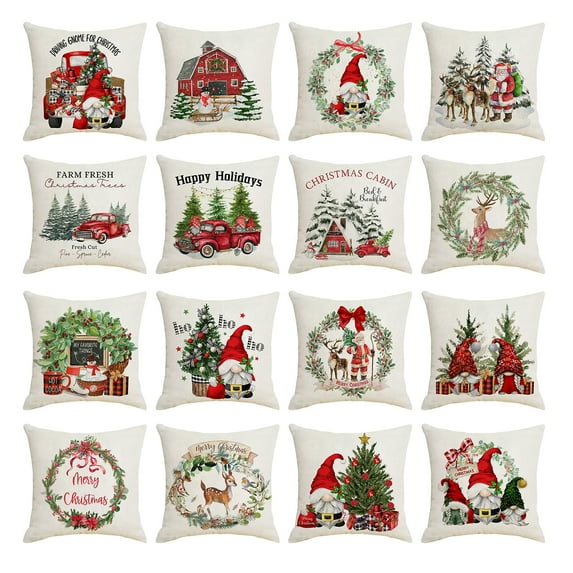 Bobasndm Christmas Pillowcase Soft Decorative Hidden Zipper Single Side Printed Throw Pillow Cover Home Decor for Gift