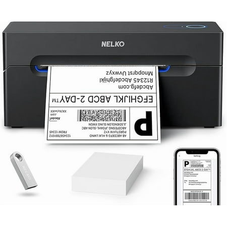 Nelko Bluetooth Thermal Shipping Label Printer, Wireless 4x6 Shipping Label Printer for Shipping Packages, Support Android, iPhone and Windows, Widely Used for Amazon, Ebay, Shopify, Etsy, USPS
